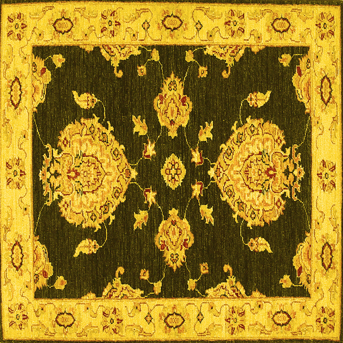 Square Machine Washable Persian Yellow Traditional Rug, wshtr1355yw