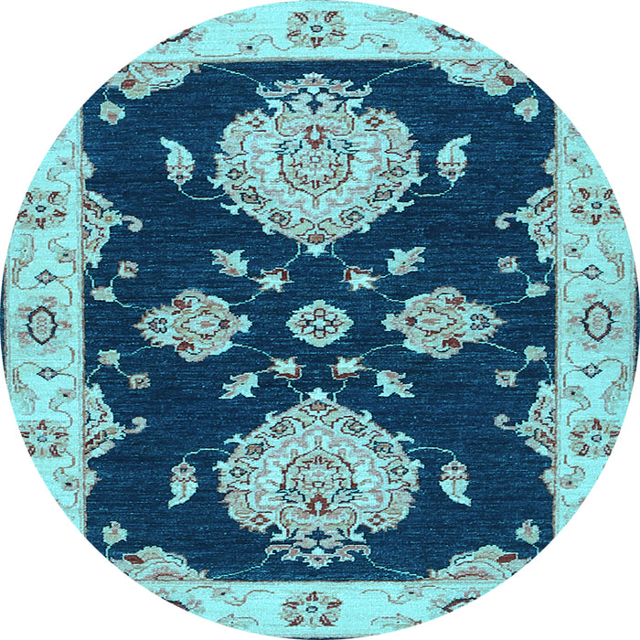Round Machine Washable Persian Light Blue Traditional Rug, wshtr1355lblu