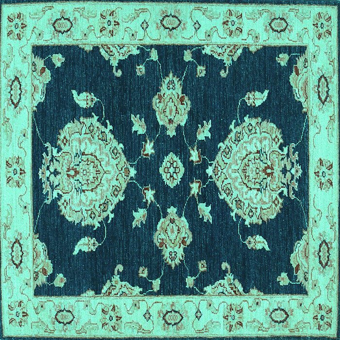 Square Machine Washable Persian Turquoise Traditional Area Rugs, wshtr1355turq