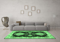 Machine Washable Persian Emerald Green Traditional Rug, wshtr1355emgrn