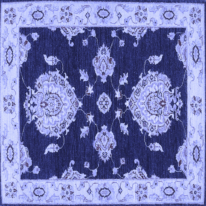 Square Machine Washable Persian Blue Traditional Rug, wshtr1355blu
