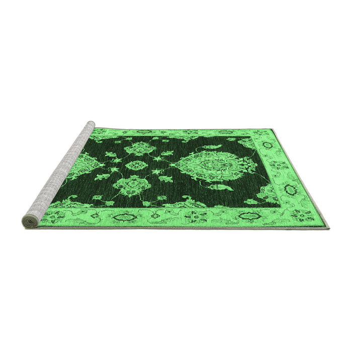 Sideview of Machine Washable Persian Emerald Green Traditional Area Rugs, wshtr1355emgrn