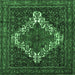 Square Persian Emerald Green Traditional Rug, tr1356emgrn