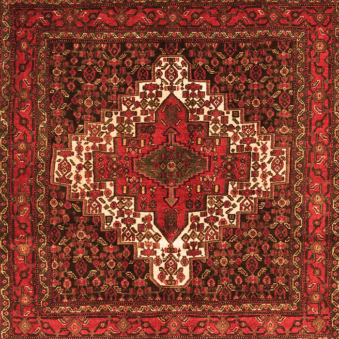 Round Machine Washable Persian Orange Traditional Area Rugs, wshtr1356org