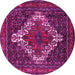 Round Machine Washable Persian Pink Traditional Rug, wshtr1356pnk