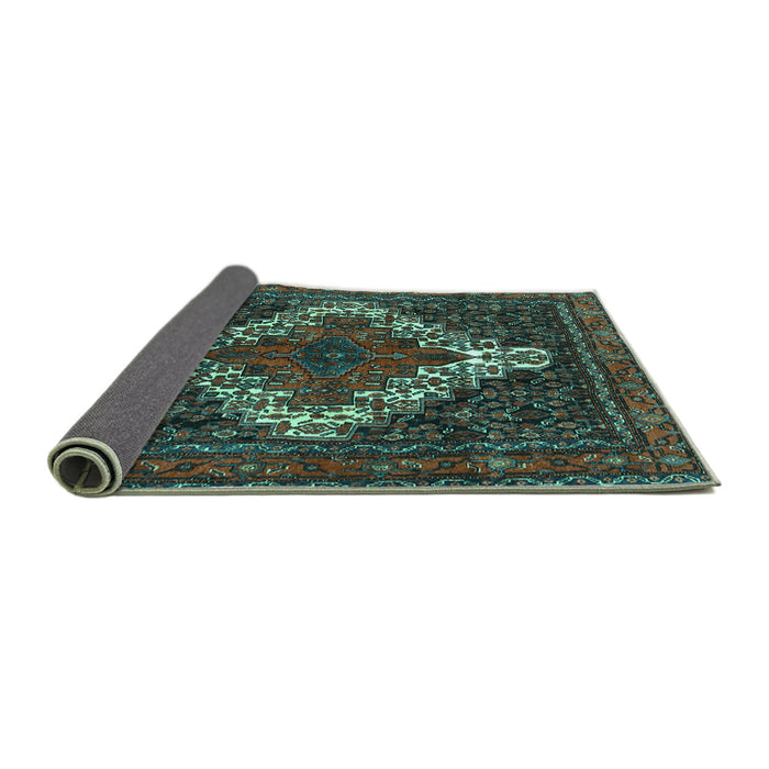 Sideview of Persian Turquoise Traditional Rug, tr1356turq