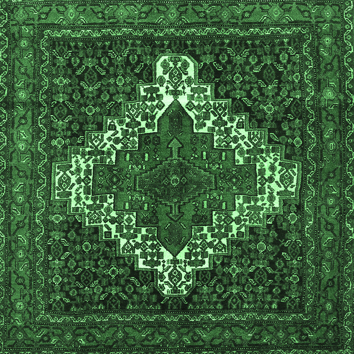 Square Machine Washable Persian Emerald Green Traditional Area Rugs, wshtr1356emgrn