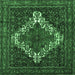 Square Machine Washable Persian Emerald Green Traditional Area Rugs, wshtr1356emgrn
