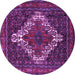 Round Machine Washable Persian Purple Traditional Area Rugs, wshtr1356pur