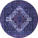 Round Machine Washable Persian Blue Traditional Rug, wshtr1356blu