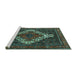 Sideview of Machine Washable Persian Turquoise Traditional Area Rugs, wshtr1356turq