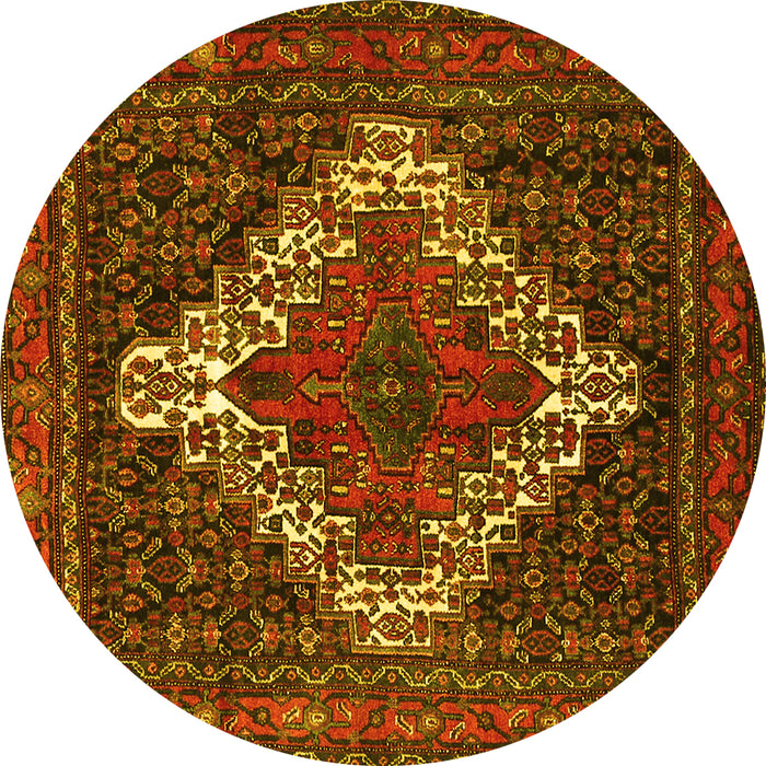 Round Persian Yellow Traditional Rug, tr1356yw