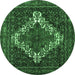 Round Persian Emerald Green Traditional Rug, tr1356emgrn