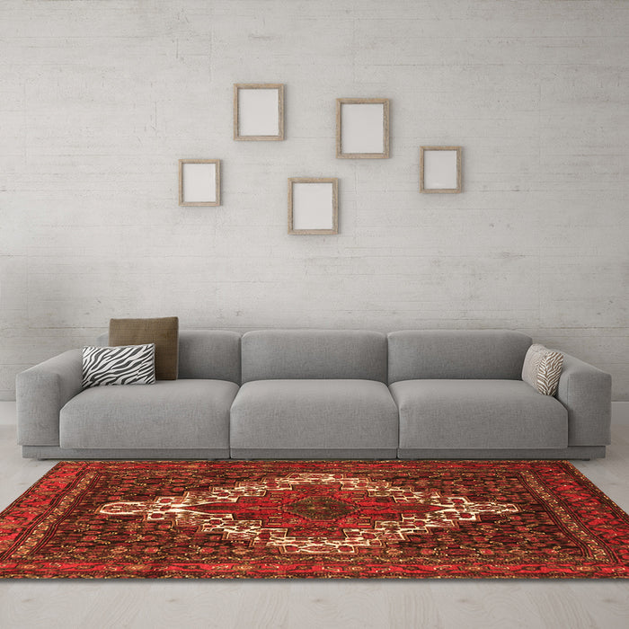 Machine Washable Persian Orange Traditional Area Rugs in a Living Room, wshtr1356org