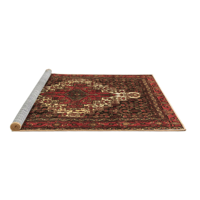 Sideview of Machine Washable Persian Brown Traditional Rug, wshtr1356brn