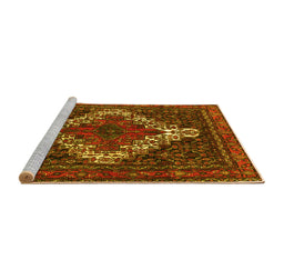 Sideview of Machine Washable Persian Yellow Traditional Rug, wshtr1356yw