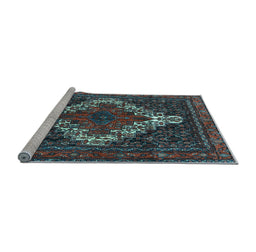 Sideview of Machine Washable Persian Light Blue Traditional Rug, wshtr1356lblu
