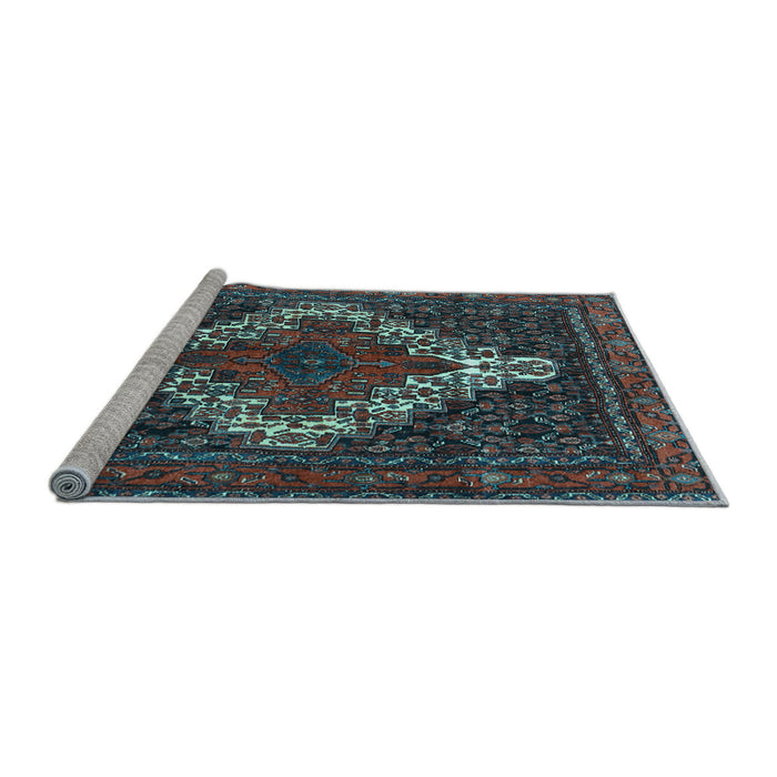 Sideview of Machine Washable Persian Light Blue Traditional Rug, wshtr1356lblu