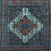 Square Machine Washable Persian Light Blue Traditional Rug, wshtr1356lblu