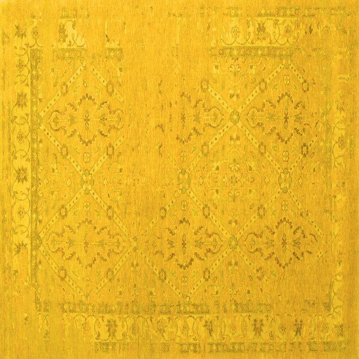 Square Machine Washable Persian Yellow Traditional Rug, wshtr1357yw