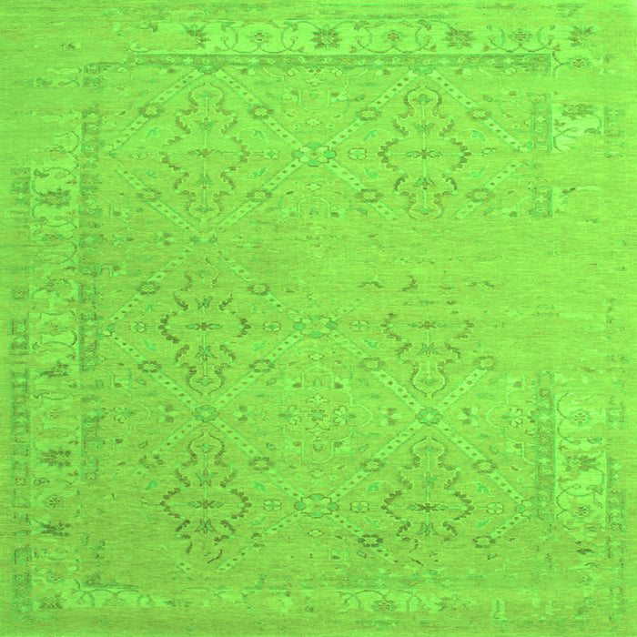 Round Machine Washable Persian Green Traditional Area Rugs, wshtr1357grn