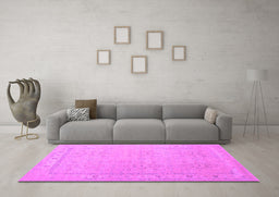 Machine Washable Persian Purple Traditional Area Rugs in a Living Room, wshtr1357pur