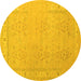 Round Machine Washable Persian Yellow Traditional Rug, wshtr1357yw