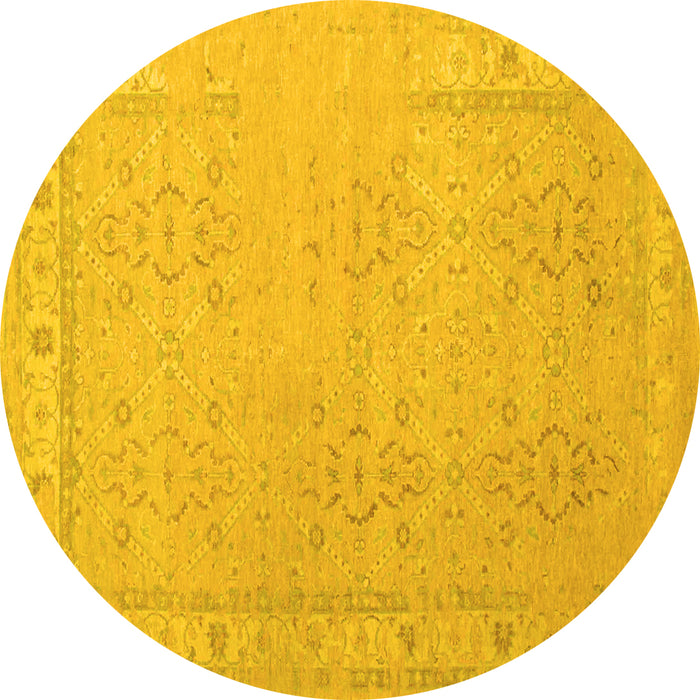 Round Persian Yellow Traditional Rug, tr1357yw