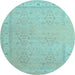 Round Persian Light Blue Traditional Rug, tr1357lblu