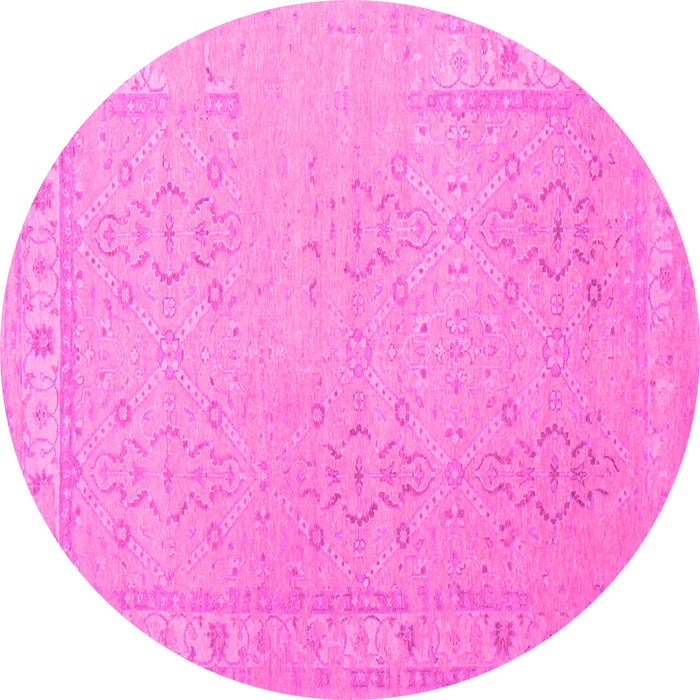 Round Persian Pink Traditional Rug, tr1357pnk