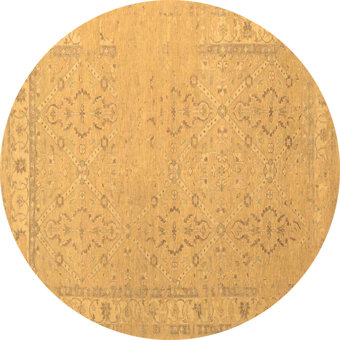 Round Persian Brown Traditional Rug, tr1357brn