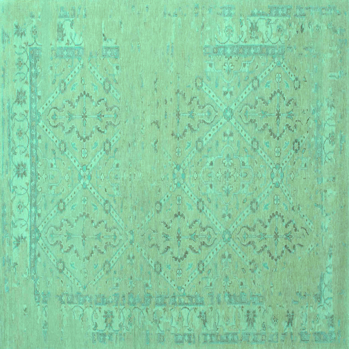 Square Machine Washable Persian Turquoise Traditional Area Rugs, wshtr1357turq