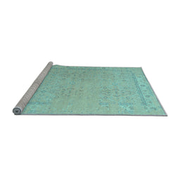 Sideview of Machine Washable Persian Light Blue Traditional Rug, wshtr1357lblu