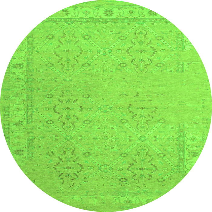 Square Persian Green Traditional Rug, tr1357grn