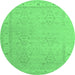 Round Persian Emerald Green Traditional Rug, tr1357emgrn