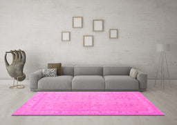 Machine Washable Persian Pink Traditional Rug in a Living Room, wshtr1357pnk