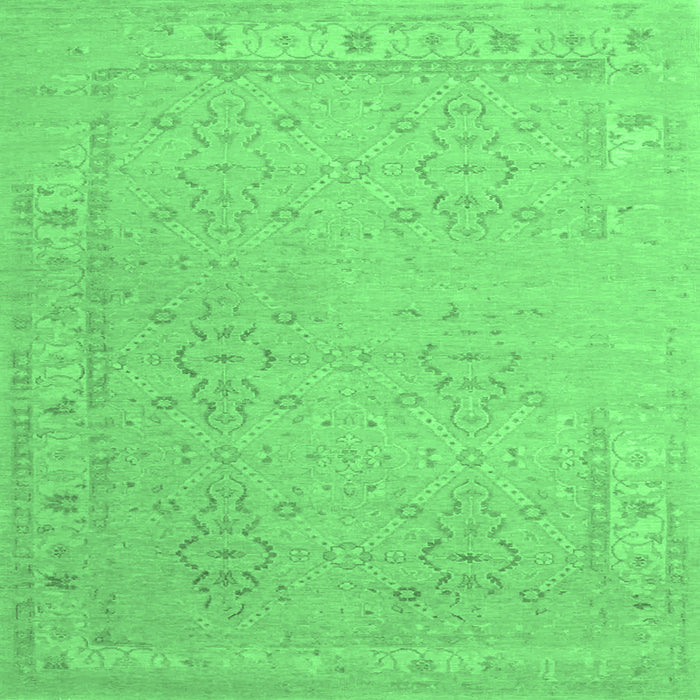 Square Machine Washable Persian Emerald Green Traditional Area Rugs, wshtr1357emgrn