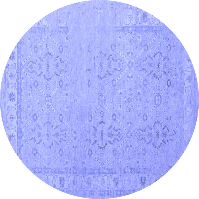 Round Persian Blue Traditional Rug, tr1357blu