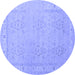 Round Persian Blue Traditional Rug, tr1357blu