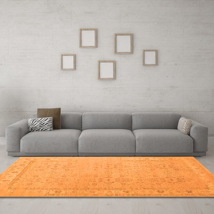 Machine Washable Persian Orange Traditional Area Rugs in a Living Room, wshtr1357org