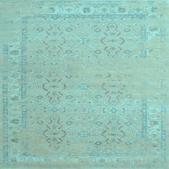 Square Machine Washable Persian Light Blue Traditional Rug, wshtr1357lblu
