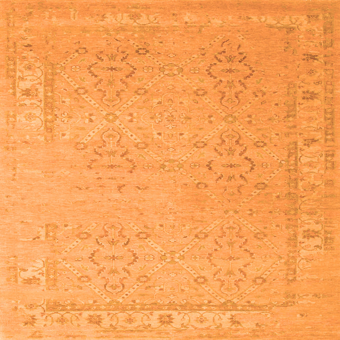 Round Machine Washable Persian Orange Traditional Area Rugs, wshtr1357org