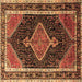 Square Persian Brown Traditional Rug, tr1358brn