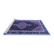 Sideview of Machine Washable Persian Blue Traditional Rug, wshtr1358blu