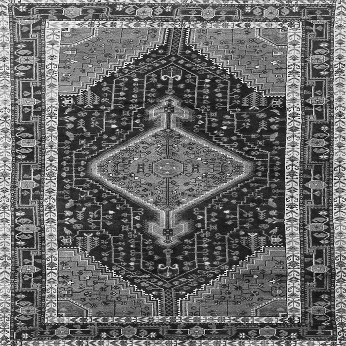 Round Machine Washable Persian Gray Traditional Rug, wshtr1358gry