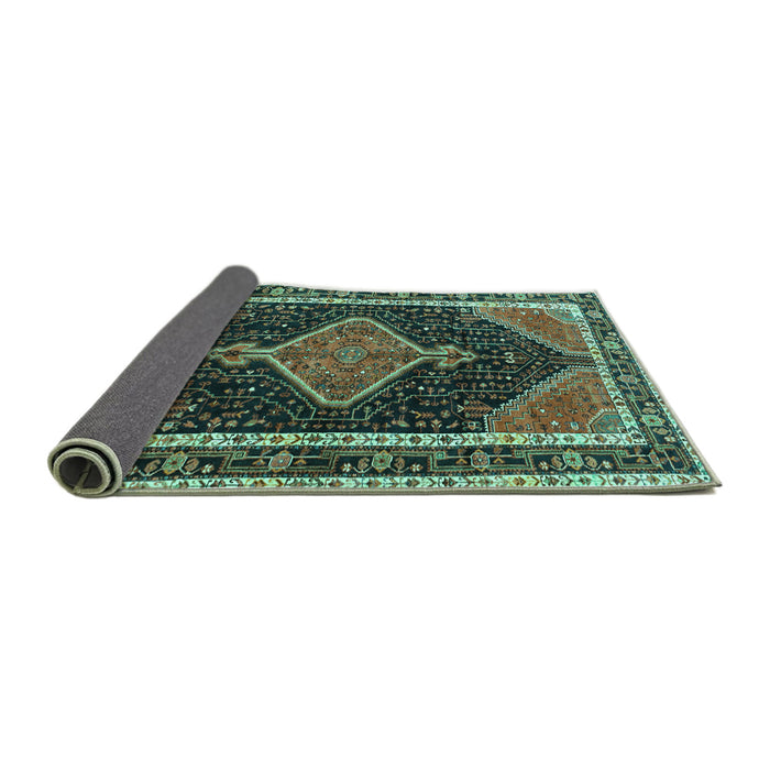 Sideview of Persian Turquoise Traditional Rug, tr1358turq