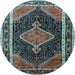 Round Persian Light Blue Traditional Rug, tr1358lblu