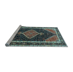 Sideview of Machine Washable Persian Light Blue Traditional Rug, wshtr1358lblu