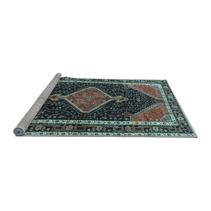 Sideview of Machine Washable Persian Light Blue Traditional Rug, wshtr1358lblu