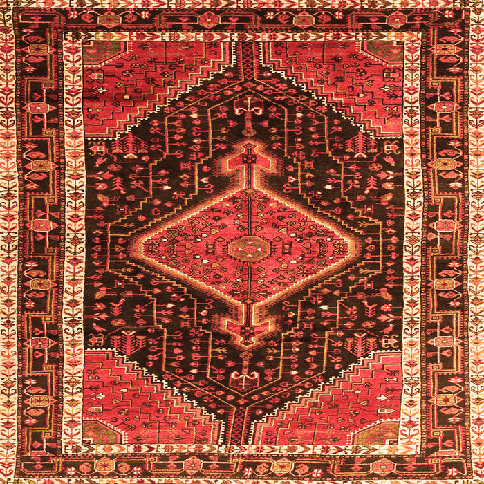 Round Machine Washable Persian Orange Traditional Area Rugs, wshtr1358org